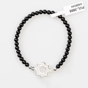 Pulsera Estrella Mudéjar con línea gruesa en piedras negras