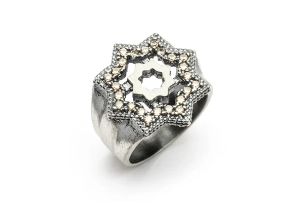 Anillo plata Estrella de Teruel grande con circonitas