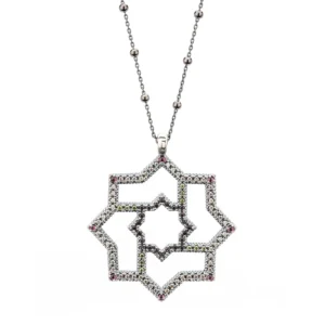 Colgante plata Estrella de Teruel Grande con circonitas y con cadena