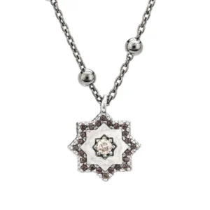 Colgante plata Estrella de Teruel pequeña con circonitas y con cadena