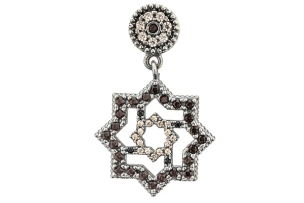 Pendientes plata Estrella de Teruel con circonitas colgantes color