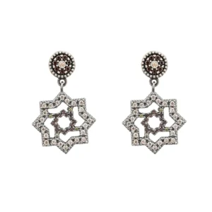 Pendientes plata Estrella de Teruel con circonitas colgantes