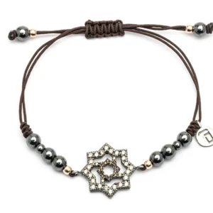 Pulsera macramé Estrella de Teruel plata con circonitas color champagne