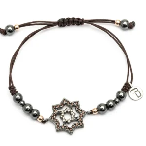 Pulsera macramé Estrella de Teruel plata con circonitas